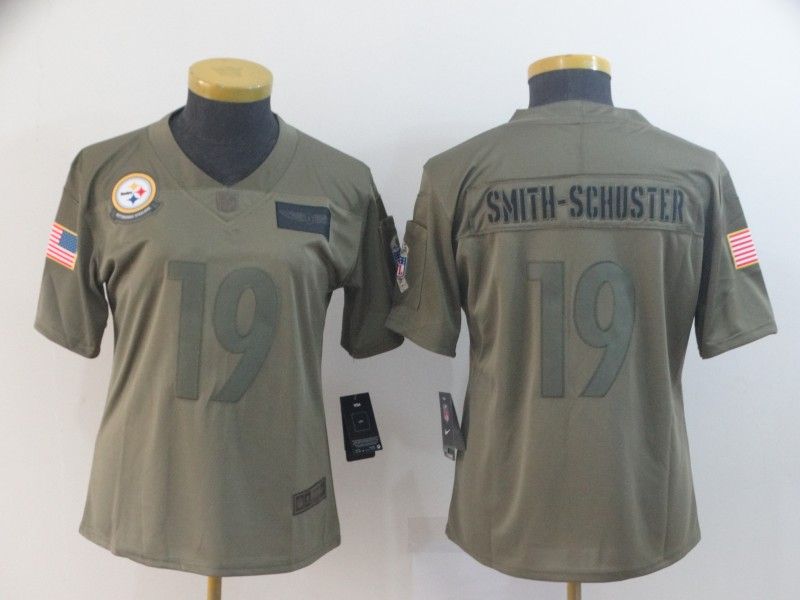 Pittsburgh Steelers #19 SMITH-SCHUSTER Olive Salute To Service Women NFL Jersey