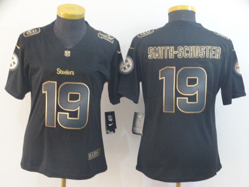 Pittsburgh Steelers #19 SMITH-SCHUSTER Black Gold Vapor Limited Women NFL Jersey
