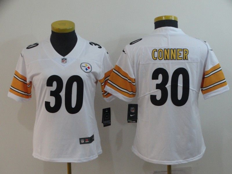 Pittsburgh Steelers #30 CONNER White Women NFL Jersey
