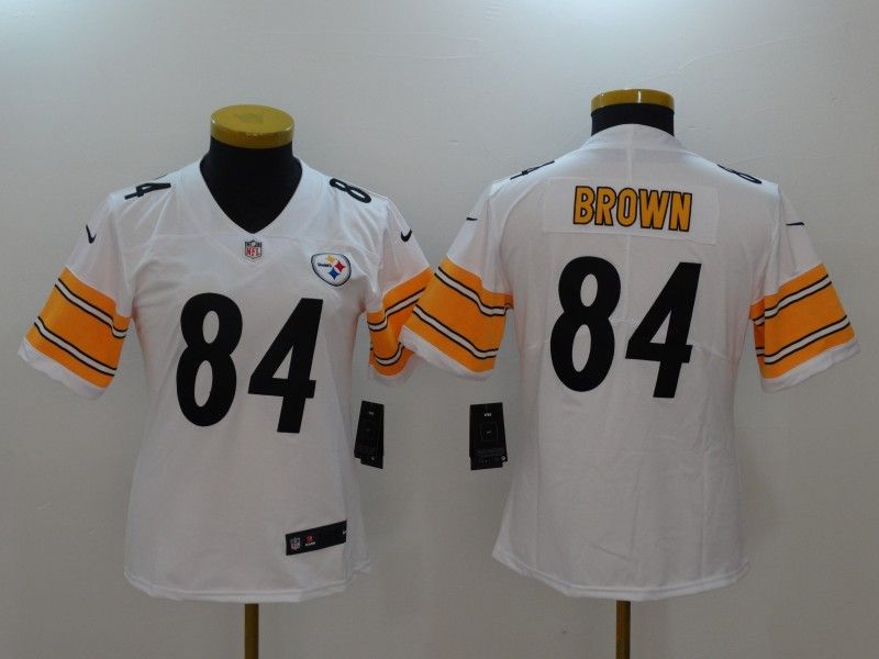 Pittsburgh Steelers #84 BROWN White Women NFL Jersey