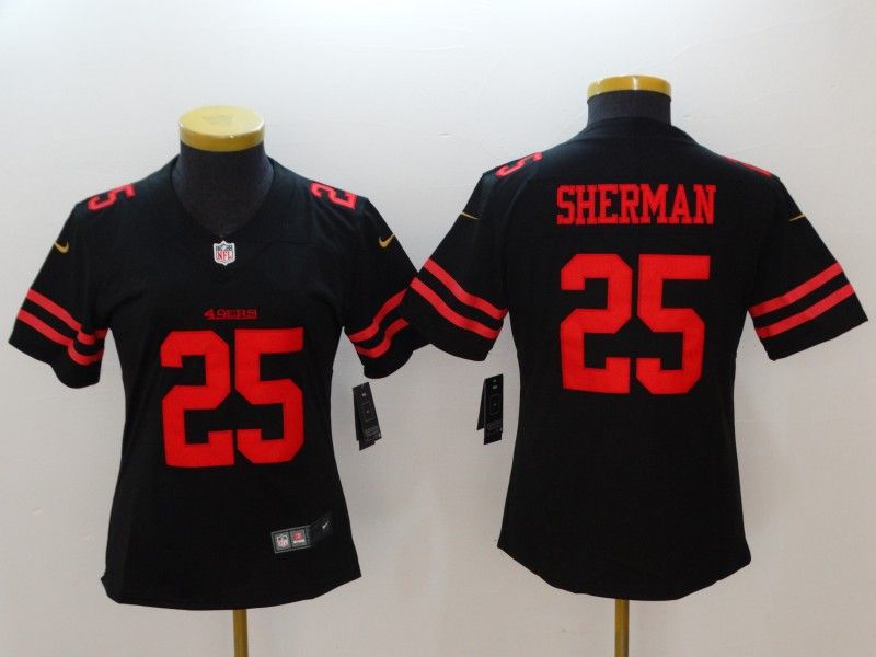 San Francisco 49ers #25 SHERMAN Black Women NFL Jersey