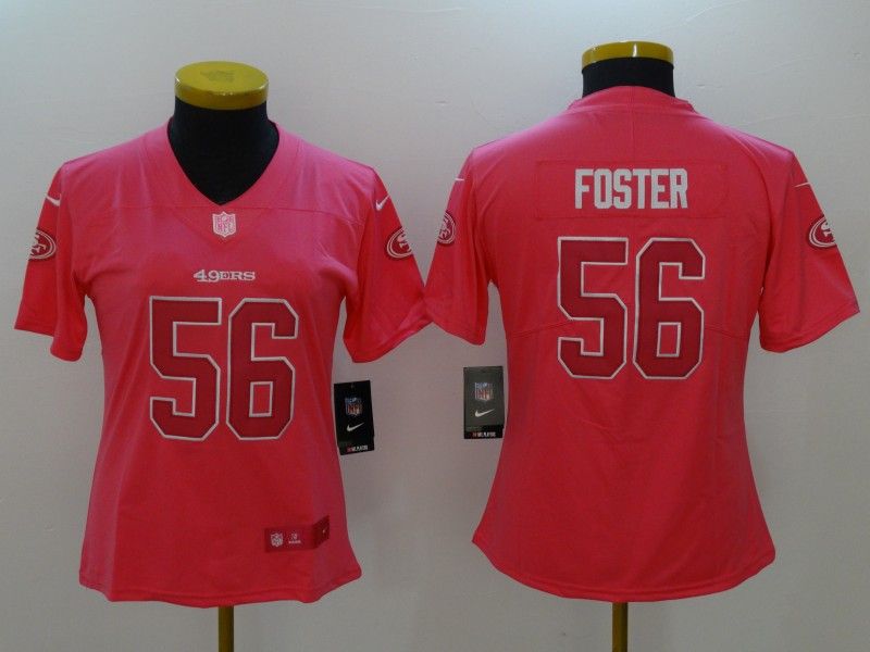 San Francisco 49ers #56 FOSTER Pink Fashion Women NFL Jersey
