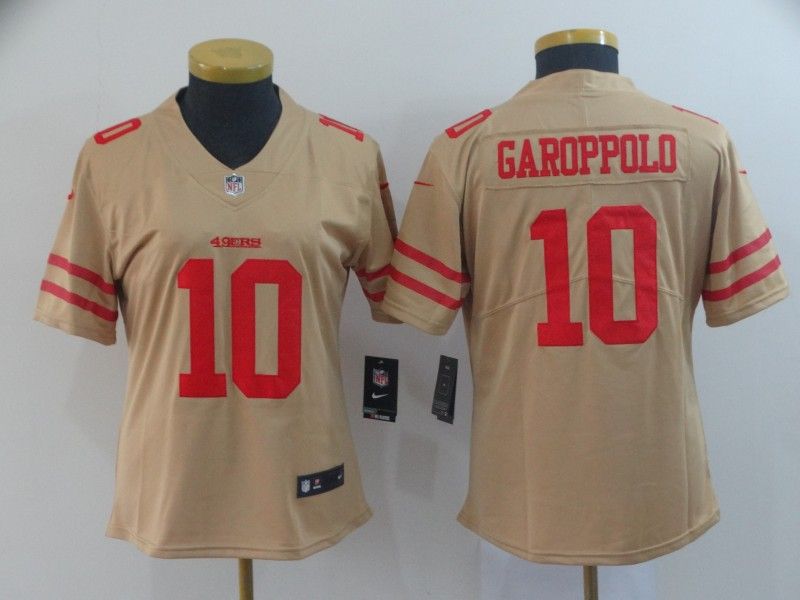 San Francisco 49ers #10 GAROPPOLO Tan Inverted Legend Women NFL Jersey