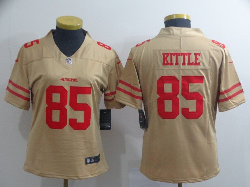 San Francisco 49ers #85 KITTLE Tan Inverted Legend Women NFL Jersey