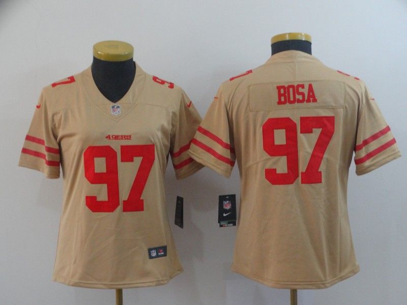 San Francisco 49ers #97 BOSA Tan Inverted Legend Women NFL Jersey