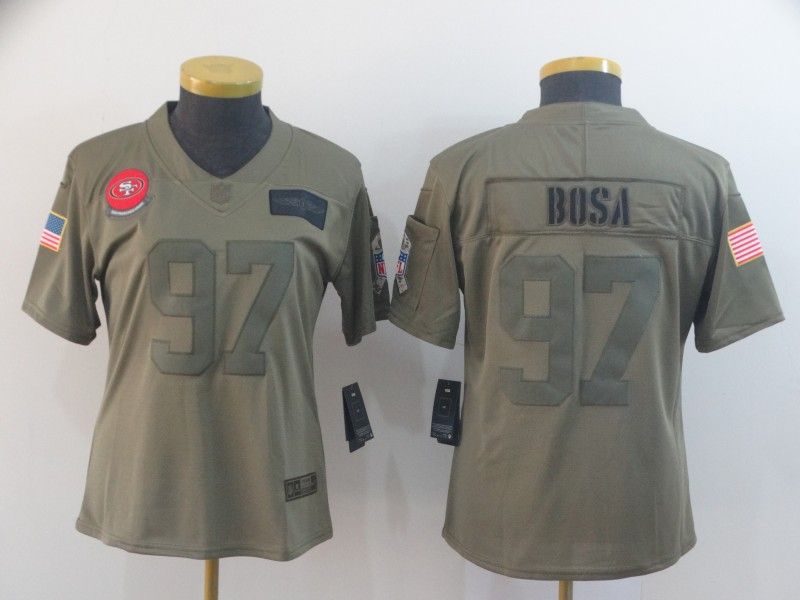 San Francisco 49ers #97 BOSA Olive Salute To Service Women NFL Jersey