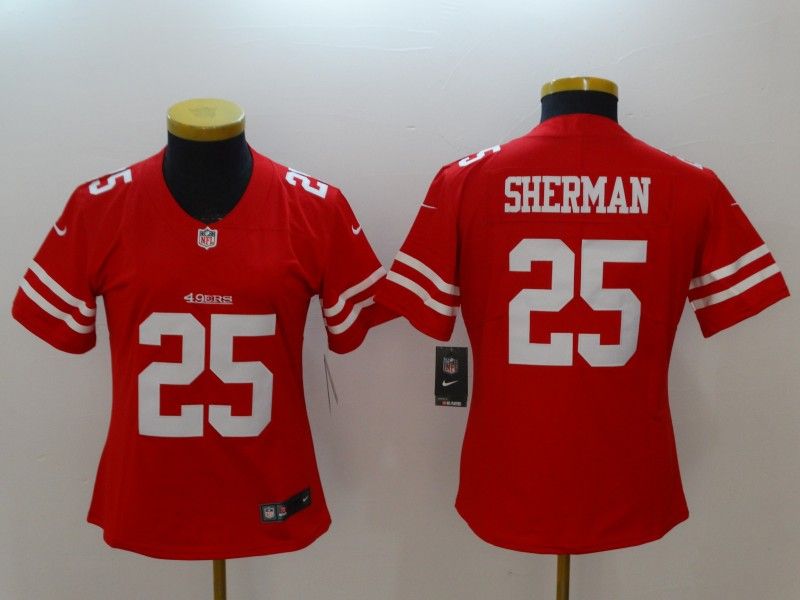 San Francisco 49ers #25 SHERMAN Red Women NFL Jersey