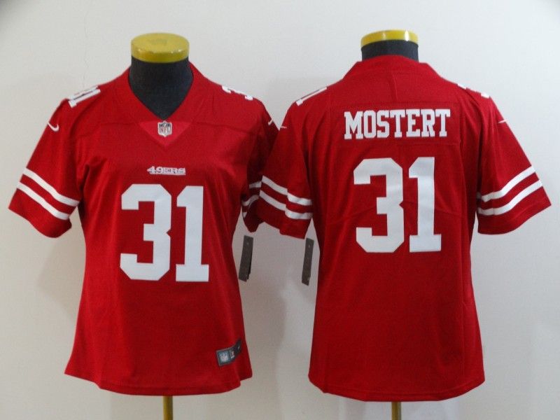 San Francisco 49ers #31 MOSTERT Red Women NFL Jersey