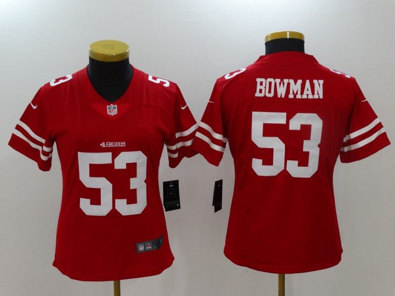 San Francisco 49ers #53 BOWMAN Red Women NFL Jersey