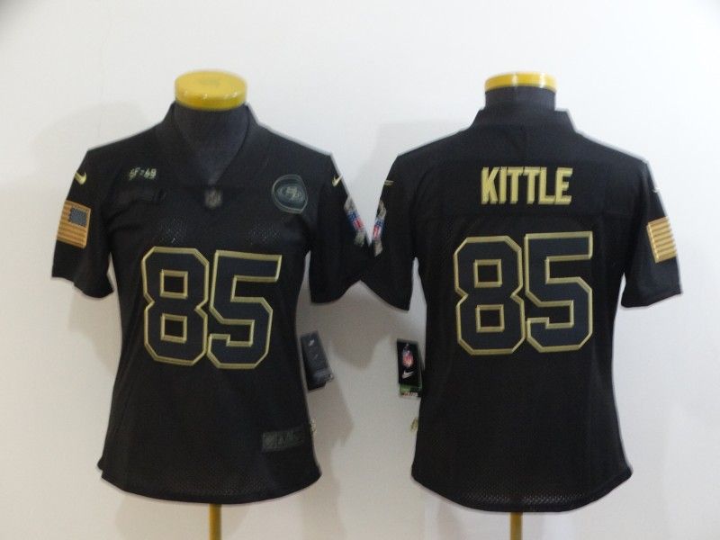 San Francisco 49ers #85 KITTLE Black Gold Salute To Service Women NFL Jersey