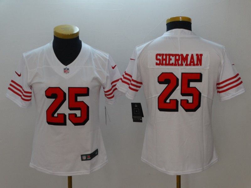 San Francisco 49ers #25 SHERMAN White Women NFL Jersey