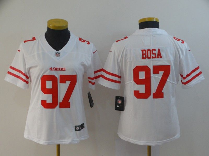 San Francisco 49ers #97 BOSA White Women NFL Jersey