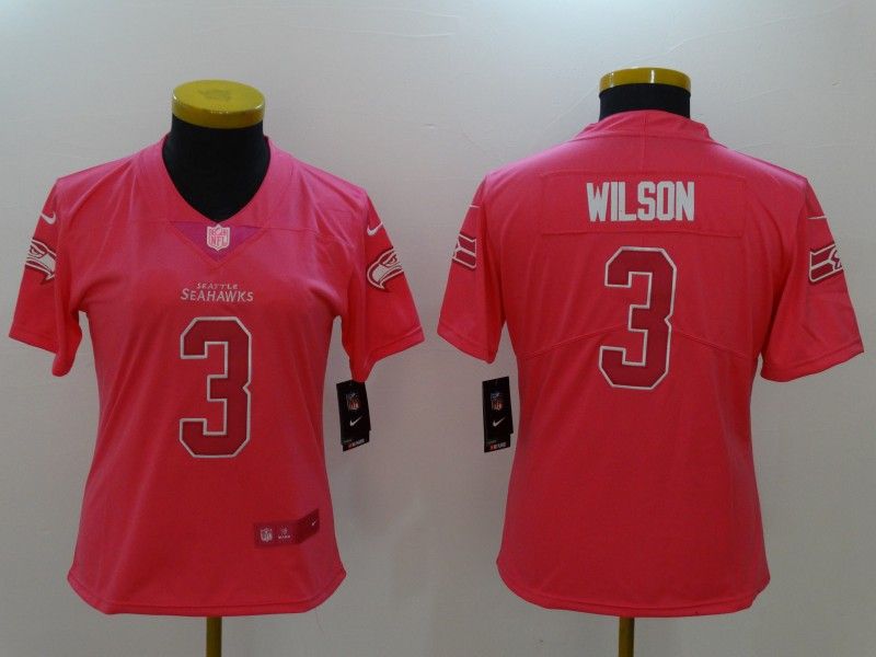 Seattle Seahawks #3 WILSON Pink Fashion Women NFL Jersey