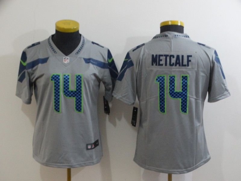 Seattle Seahawks #14 METCALF Grey Women NFL Jersey