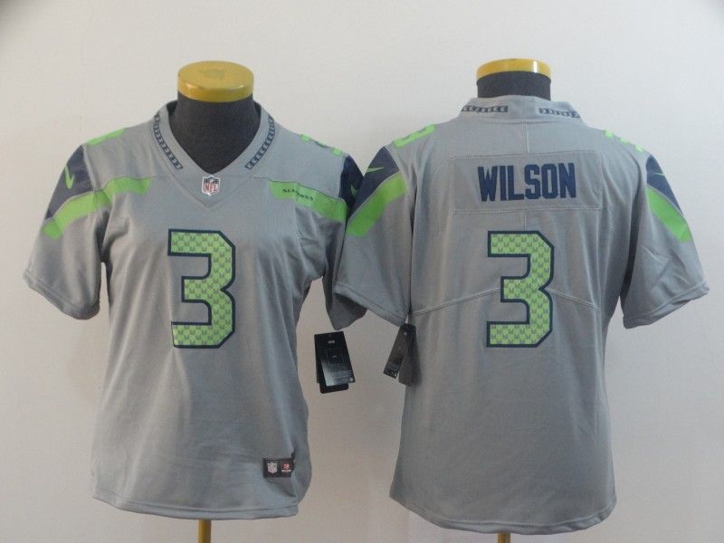 Seattle Seahawks #3 WILSON Grey Inverted Legend Women NFL Jersey