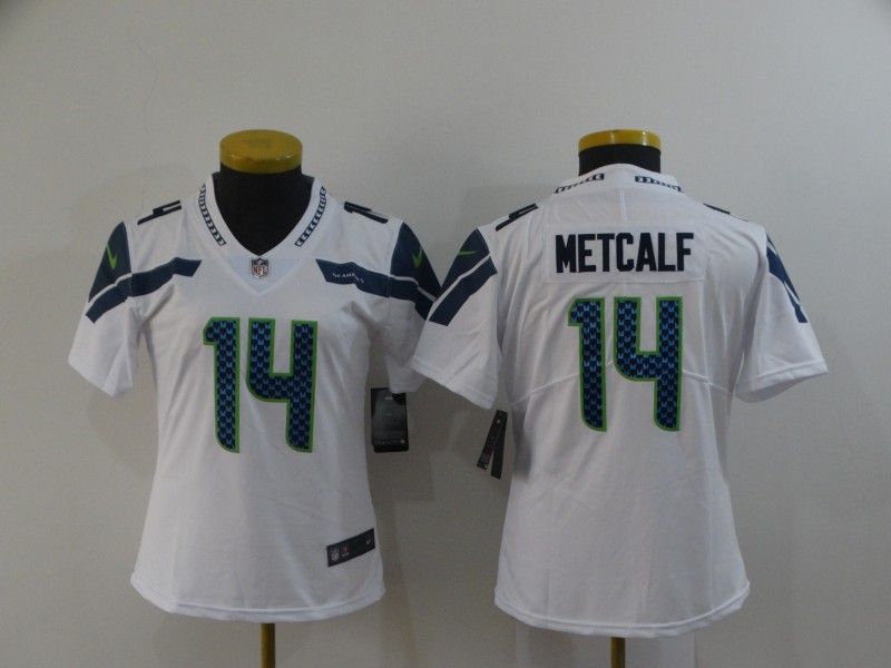Seattle Seahawks #14 METCALF White Women NFL Jersey