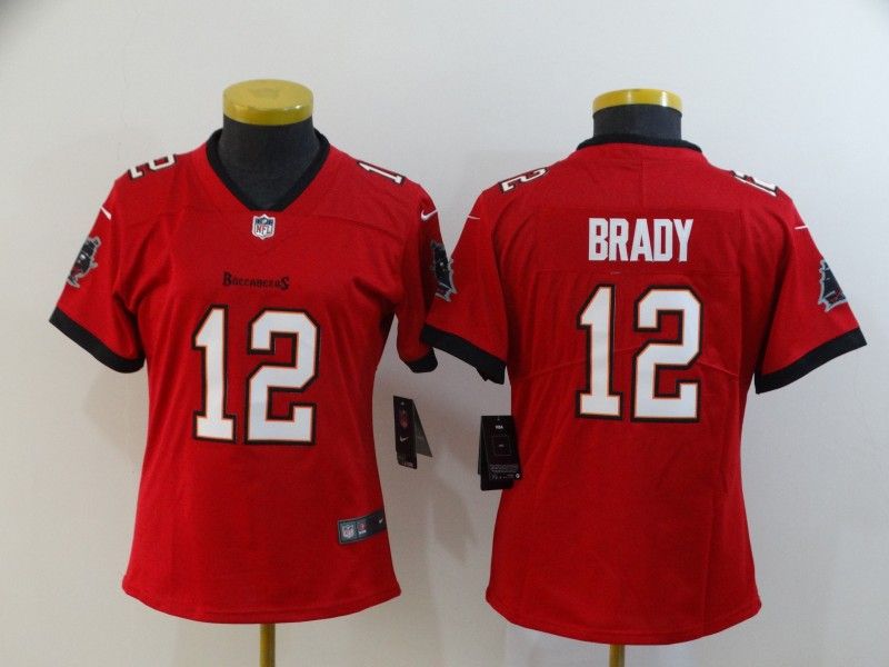 Tampa Bay Buccaneers #12 BRADY Red Women NFL Jersey