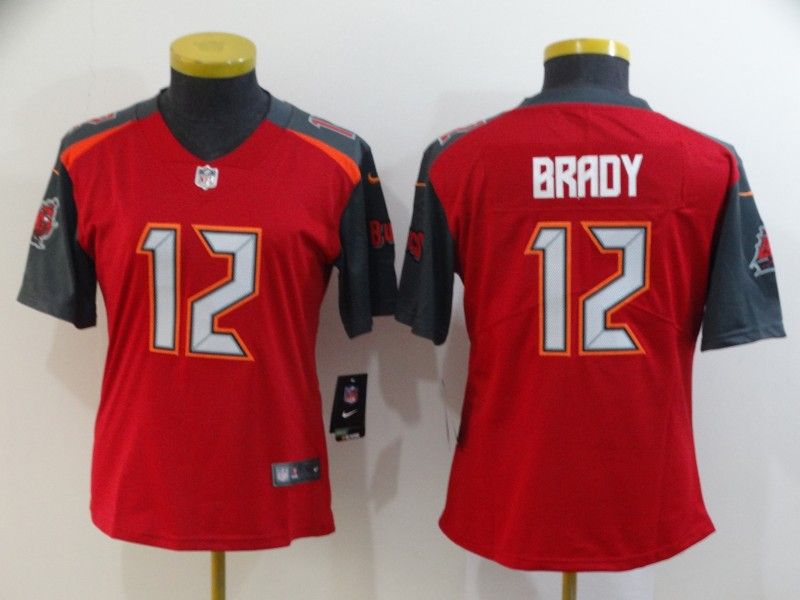 Tampa Bay Buccaneers #12 BRADY Red Women NFL Jersey 02