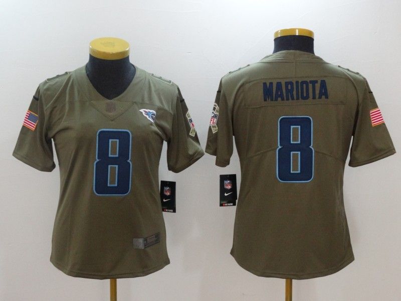 Tennessee Titans #8 MARIOTA Olive Salute To Service Women NFL Jersey