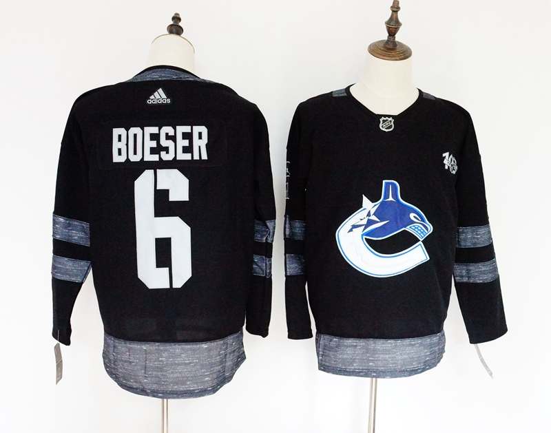 Vancouver Canucks Black #6 BOESER 100th Anniversary NHL Jersey