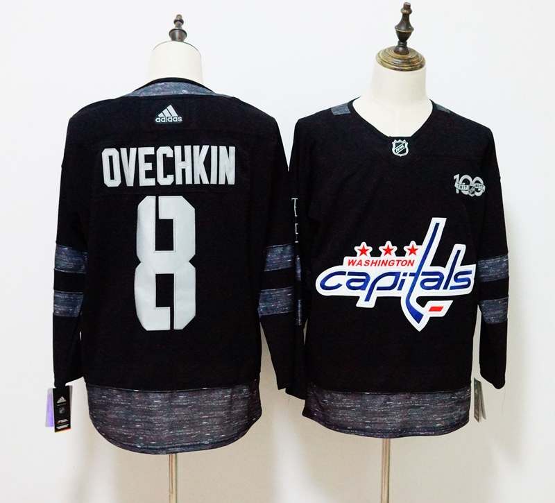 Washington Capitals Black #8 OVECHKIN 100th Anniversary NHL Jersey