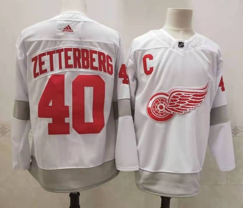 Detroit Red Wings White #40 ZETTERBERG NHL Jersey 02