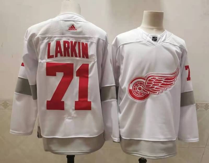 Detroit Red Wings White #71 LARKIN NHL Jersey 02