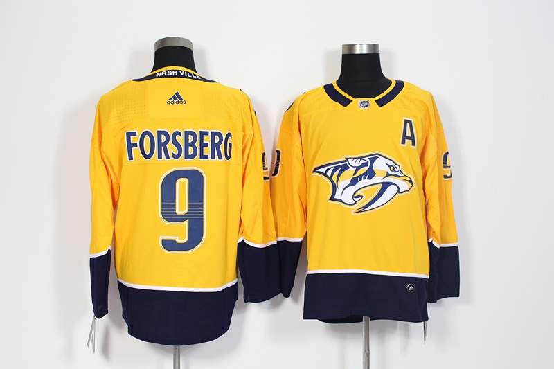 Nashville Predators Yellow #9 FORSBERG NHL Jersey