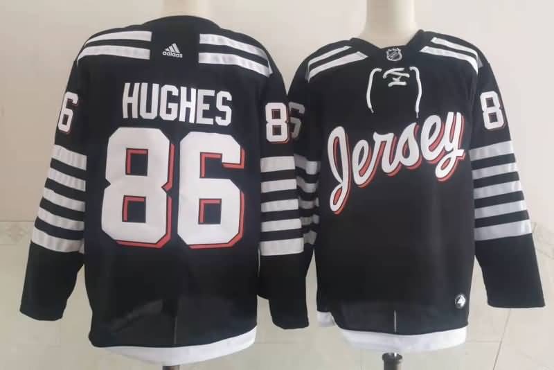 New Jersey Devils Black #86 HUGHES NHL Jersey