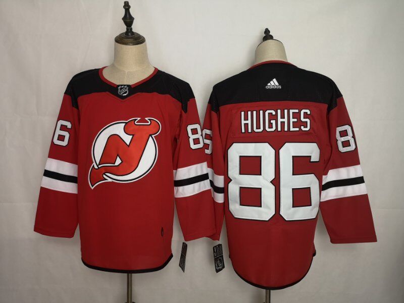 New Jersey Devils Red #86 HUGHES NHL Jersey