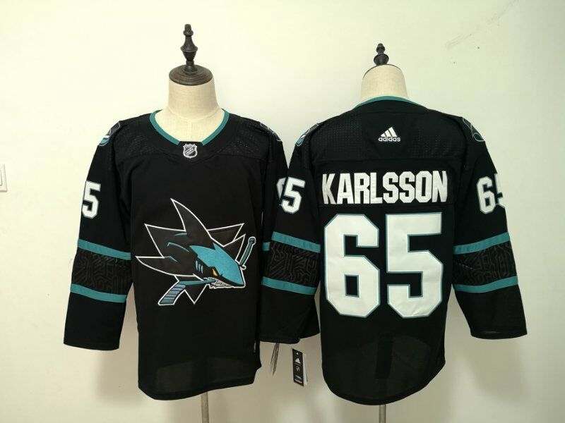 San Jose Sharks Black #65 KARLSSON NHL Jersey