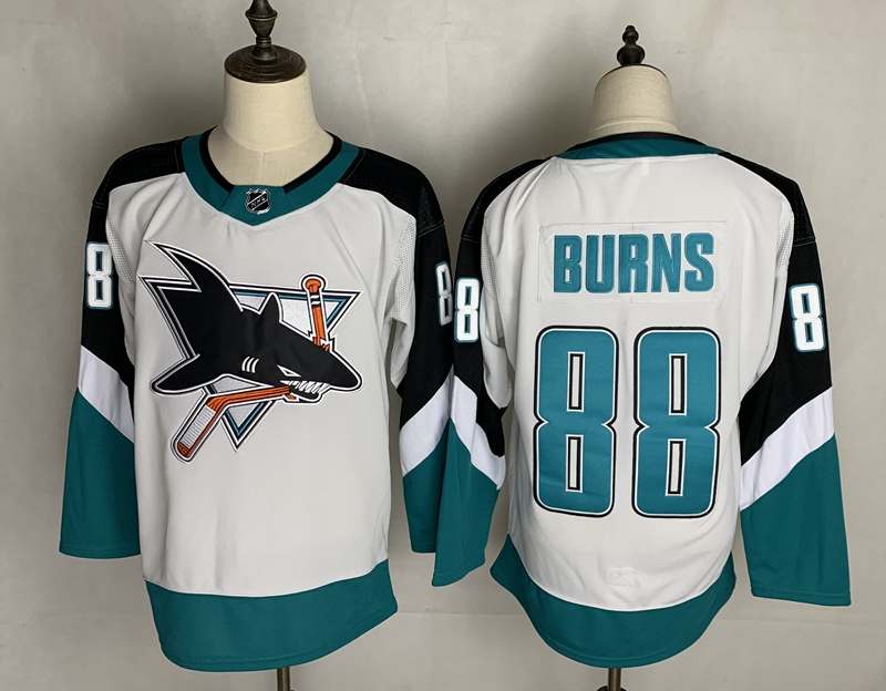 San Jose Sharks White #88 BURNS NHL Jersey 02