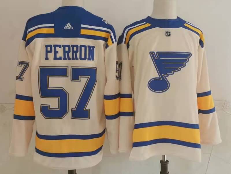 St Louis Blues Cream #57 PERRON NHL Jersey
