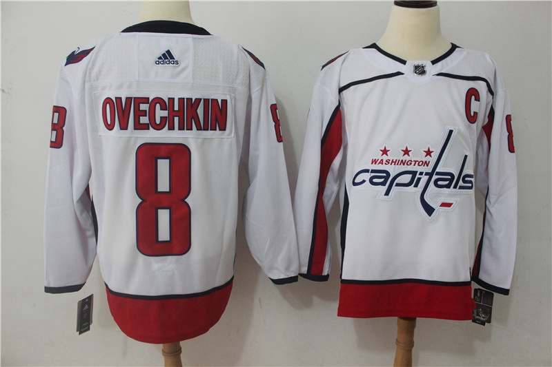 Washington Capitals White #8 OVECHKIN NHL Jersey