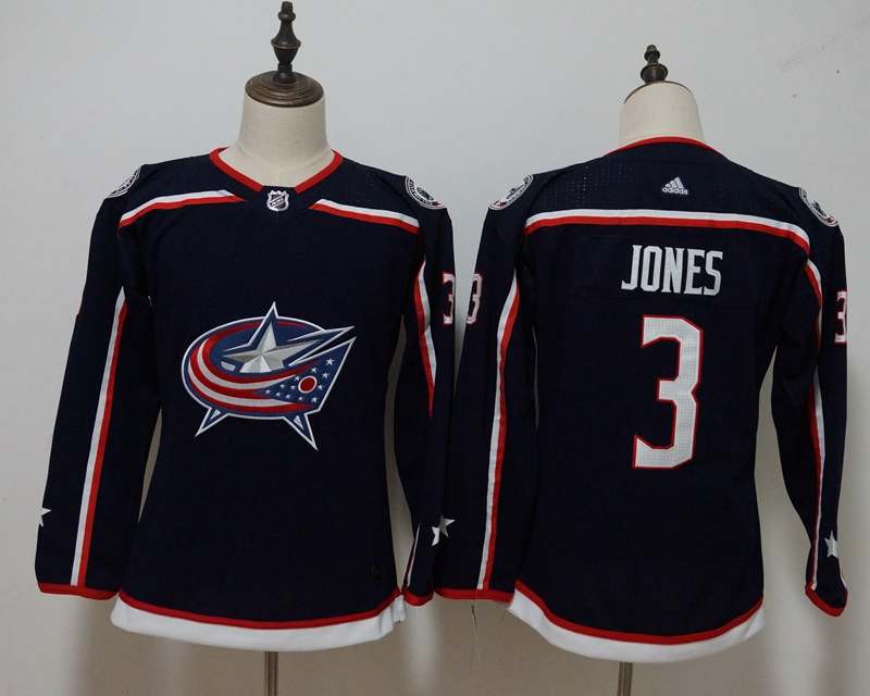 Columbus Blue Jackets #3 JONES Blue Women NHL Jersey