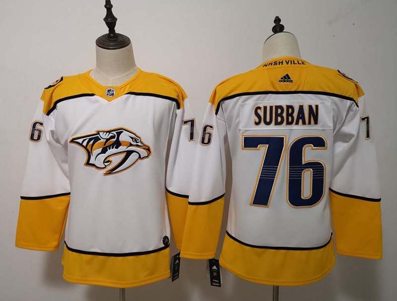 Nashville Predators #76 SUBBAN White Women NHL Jersey