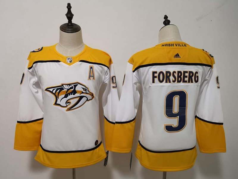 Nashville Predators #9 FORSBERG White Women NHL Jersey