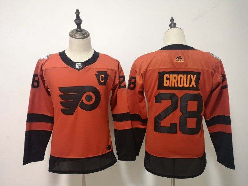Philadelphia Flyers #28 GIROUX Orange Women NHL Jersey 02