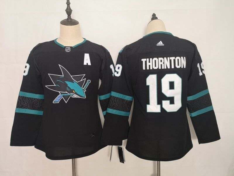 San Jose Sharks #19 THORNTON Black Women NHL Jersey