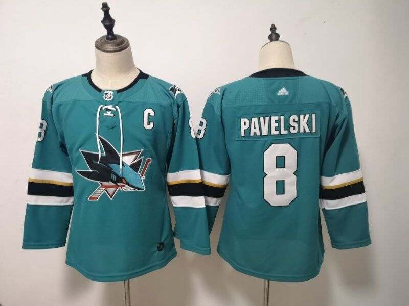 San Jose Sharks #8 PAVELSKI Green Women NHL Jersey