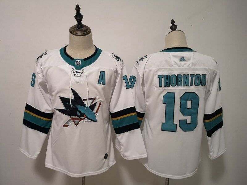 San Jose Sharks #19 THORNTON White Women NHL Jersey