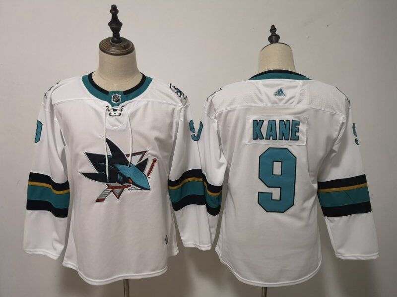 San Jose Sharks #9 KANE White Women NHL Jersey