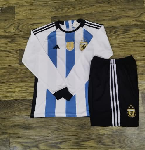 Argentina Soccer Jersey 3 Home 3 Stars Long Sleeve Replica 2022