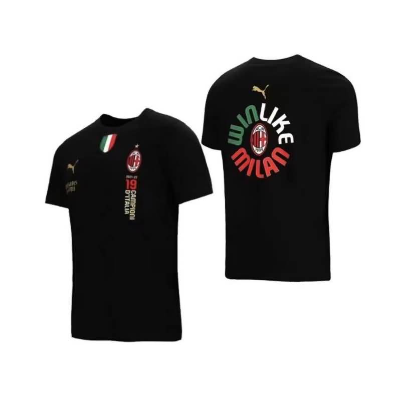 AC Milan Soccer T-Shirts Champions Black Replica 2022