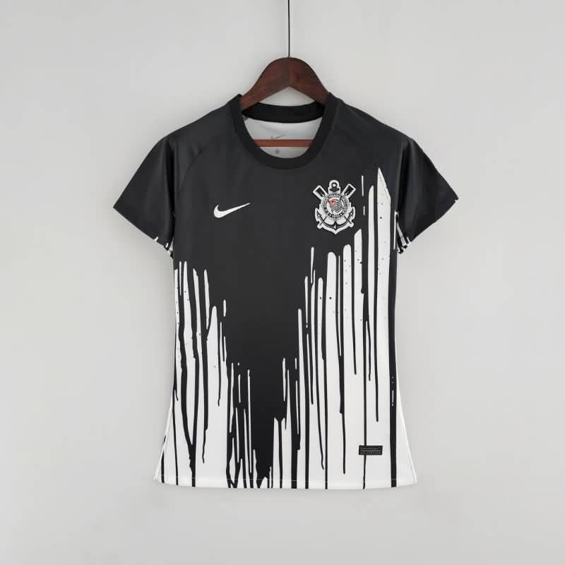 Corinthians Soccer Jersey Black White Women Replica 2022