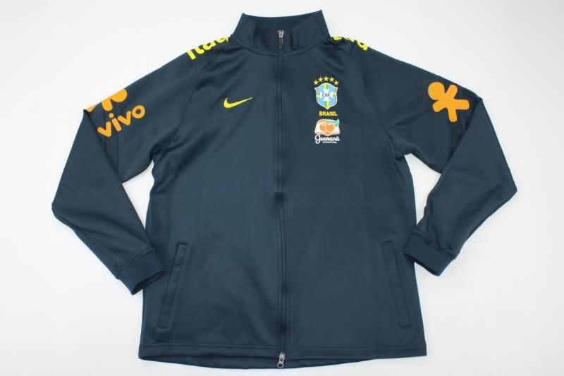Brazil Soccer Jacket Dark Blue Replica 2022