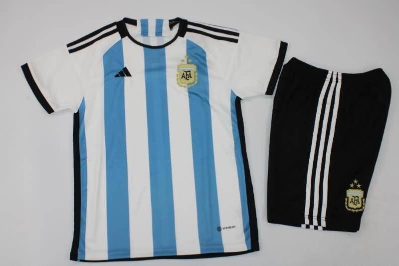 Kids Argentina Soccer Jersey 3 Home 3 Stars Replica 2022