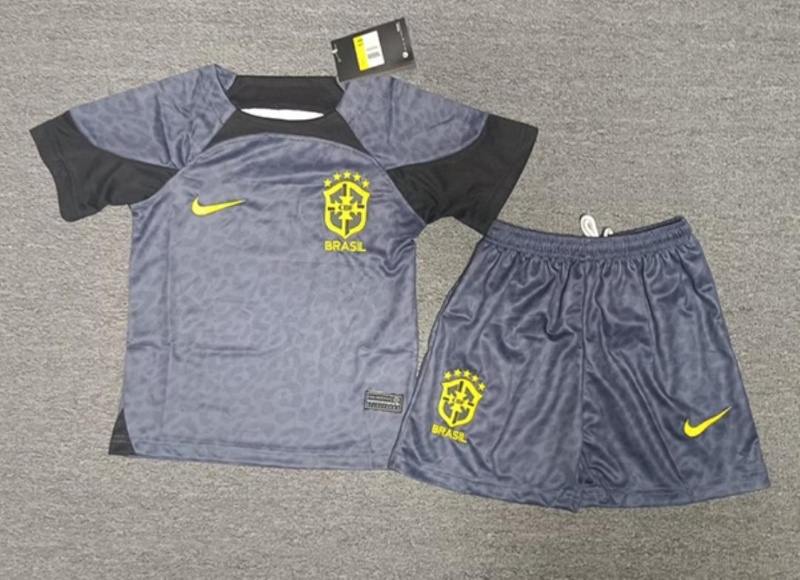 Kids Brazil Soccer Jersey Goalkeeper Grey Replica 2022