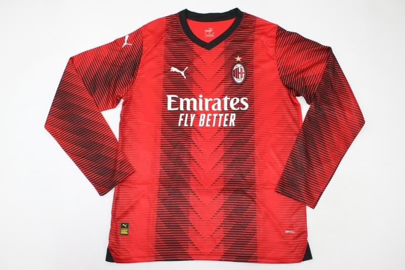 AC Milan Soccer Jersey Home Long Sleeve Replica 23/24