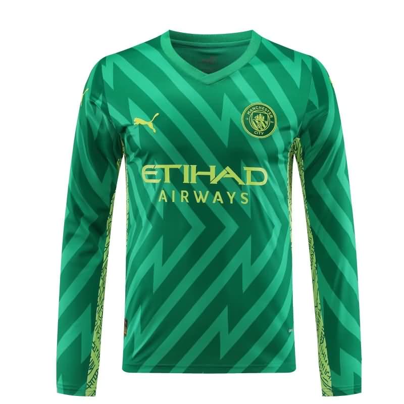 Manchester City Soccer Jersey 02 Goalkeeper Green Long Sleeve Replica 23/24